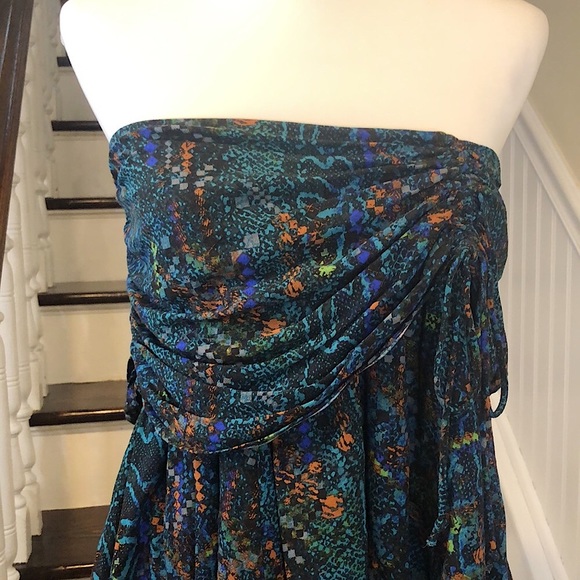 FREE PEOPLE Sleeveless Turquoise Wrap Top Sz 12 - Picture 2 of 10